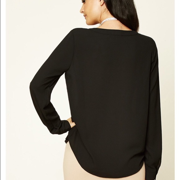 Woman Top Open V Neck Blouse - Picture 2 of 3